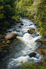 Fototapeta premium Water cascades in the forest, River Djetinja's Canyon near Uzice, Serbia