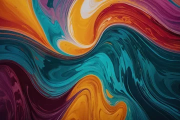 Gordijnen Vibrant colors flow in abstract wave pattern © Muh
