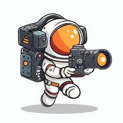 Astronaut holding a camera vector illustration