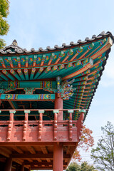 Korean traditional eaves. The eaves of traditional temples. Beautiful Korean traditional eaves. Korean traditional house.