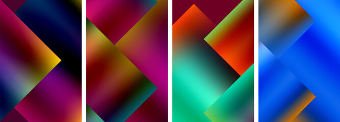 Colorful metal square abstract poster backgrounds