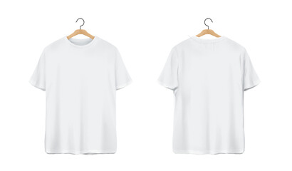 White T Shirt Front And Back with hanger