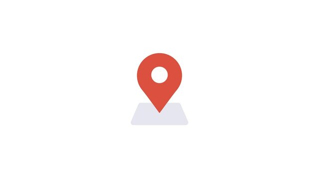 Animation of red map location pin appearing on white background. 4k Video