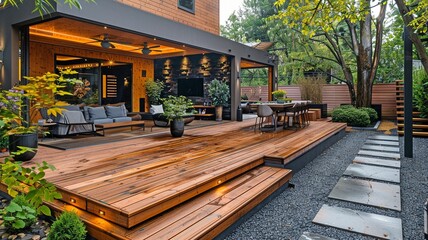 Ideas for a hardwood floor deck outside.