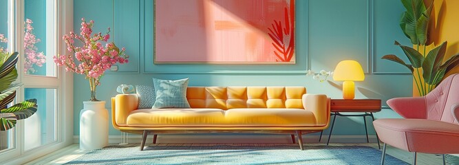 Soft-hued Modern Mid-Century Living Room Decor