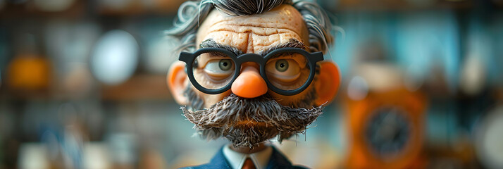 Angry Upset Businessman Toy Cartoon Figurine,
A caricature old grandfather 