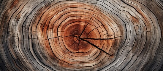 A close up of a tree trunk with a clock mounted on it. The bark of the tree is rough and textured,...