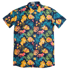 Tropical Patterned Short Sleeve Shirt, Illustrating Summer Fashion.
