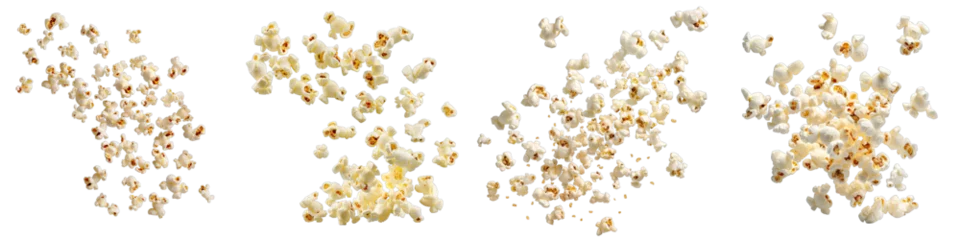 Fototapeten Flying delicious popcorn  Hyperrealistic Highly Detailed Isolated On Transparent Background Png File © Wander Taste