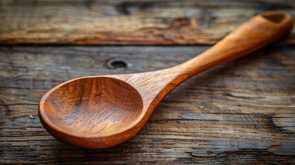 wooden cutlery spoon close shot from above
