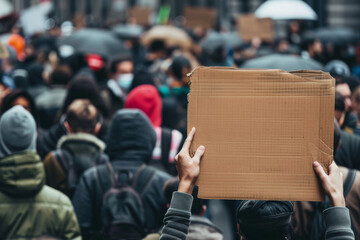 Protest Sign Denouncing Cryptocurrency Scams Raised in a Sea of Angry Investors, Reflecting Chaos Amidst Financial Disarray Concept - obrazy, fototapety, plakaty