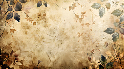 old paper texture with flowers background 