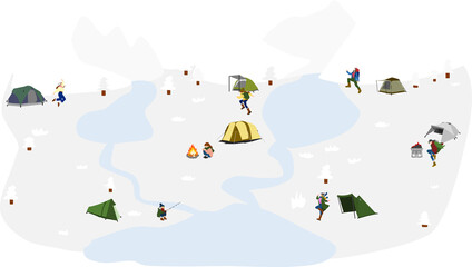 冬のキャンプ場のイラスト