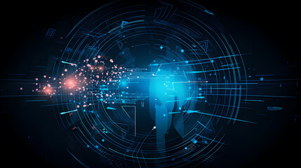 Futuristic blue technology interface with lighting effects