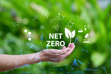 CO2 Net-Zero Emission - Carbon Neutrality concept. - obrazy, fototapety, plakaty