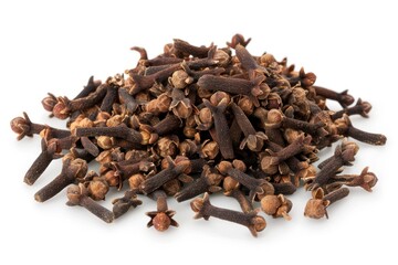 Fototapeta premium A pile of cloves. The cloves are brown and have a pungent smell. Concept of a strong, aromatic spice