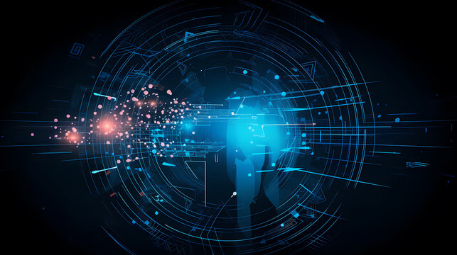 Futuristic blue technology interface with lighting effects