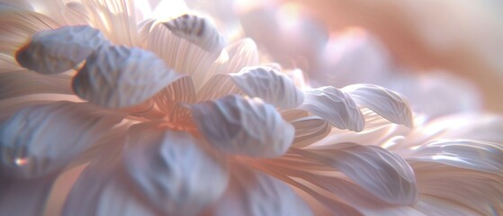 Daisy Cascade: Macro view of a daisy's slow cascade of petals, each wave captured in detail. - obrazy, fototapety, plakaty