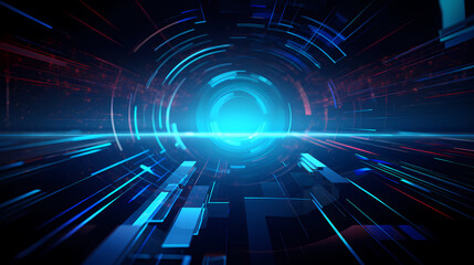 Fototapeta premium Futuristic blue technology interface with lighting effects