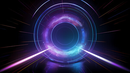 Fototapeta premium Futuristic blue technology interface with lighting effects