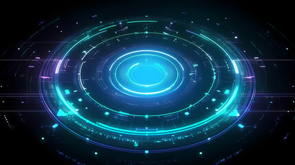 Obraz premium Futuristic blue technology interface with lighting effects
