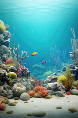 Wonderful and beautiful underwater world with corals and tropical fish.