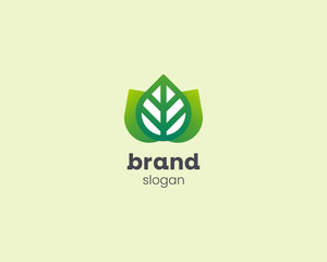 Creative green leaf natural logo