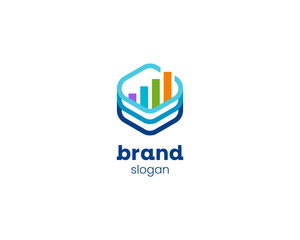 Creative hexagon with colorful chart logo