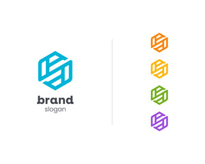 Creative modern line hexagon letter s logo