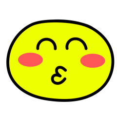 Kissing Yellow Emoji Icon, Emoticon Round Design