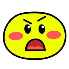 Angry Yellow Emoji Icon, Emoticon Round Design