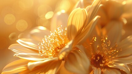 Golden Twilight: Daisy petals shimmer with golden tones, reflecting the last light of day as dusk settles in.