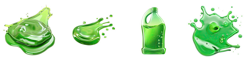 Green dishwashing liquid detergent puddle  Hyperrealistic Highly Detailed Isolated On Transparent Background Png File