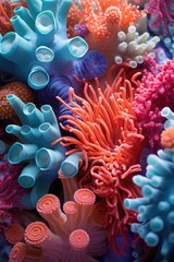 Obraz na płótnie Canvas Coral Reef and Tropical Fish in Sunlight. Singapore aquarium