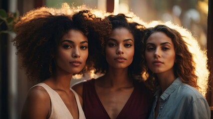 Fototapeta premium Portrait of diverse group of beautiful women with natural beauty and glowing smooth skin