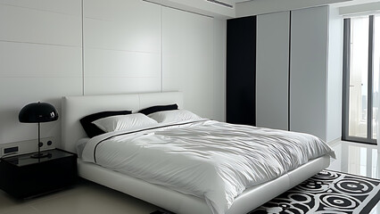 Minimalist bedroom with white tones.
