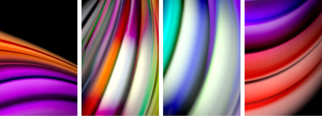 Rainbow style fluid color wave line background poster set. Vector Illustration For Wallpaper, Banner, Background, Card, Book Illustration, landing page