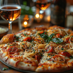 nicely plated pizza and spaghetti