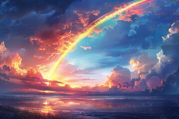 A sky canvas painted with a broad rainbow brush - obrazy, fototapety, plakaty