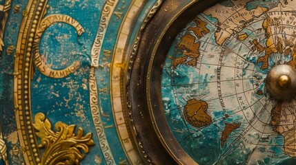 Fototapeta premium A closeup of a globe and map showcasing the enduring use of geography as a core subject in education.