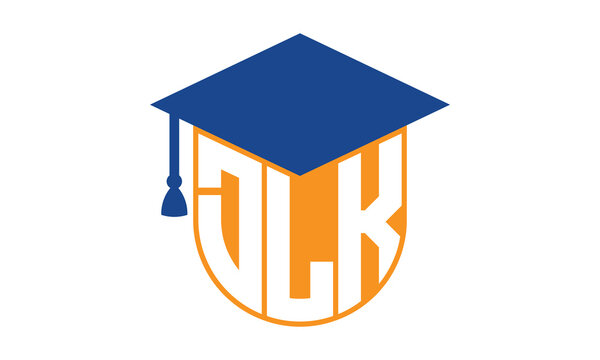 DLK initial letter academic logo design vector template. school college logo, university logo, graduation cap logo, institute logo, educational logo, library logo, teaching logo, book shop, varsity	