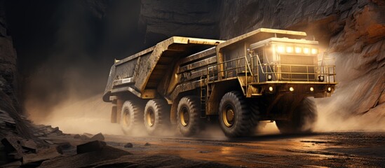 mining activities and transportation of mining products in coal mining companies - obrazy, fototapety, plakaty