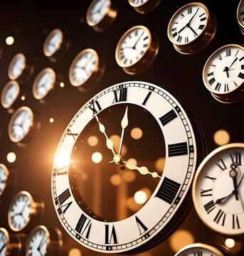 Multiple analog clocks, in a bid to turn back time 