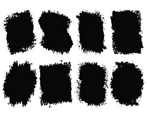 Brush strokes, Black set paint, ink brush, brushes, lines, frames, box, grungy. Grungy brushes collection. Brush stroke. white background stock vector.