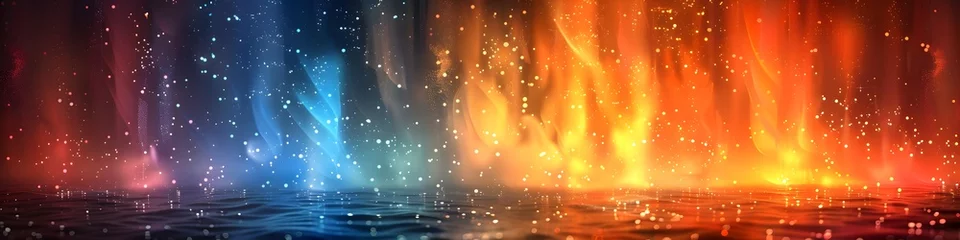 Papier peint Aurores boréales Colorful Aurora Borealis with Water and Fire Elements, To provide a stunning and unique background for creative graphic designs or presentation