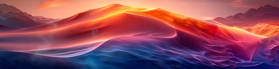 Obraz premium Colorful Digital Art of Abstract Mountain Range with Flowing Curves and Vibrant Colors, To provide a high quality, colorful, and dynamic background