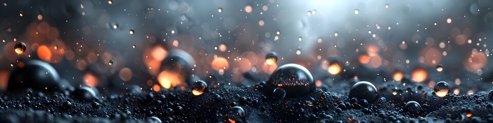 Glowing Fire Orbs Emanating from Dark Soil - Cinematic and Epic - obrazy, fototapety, plakaty