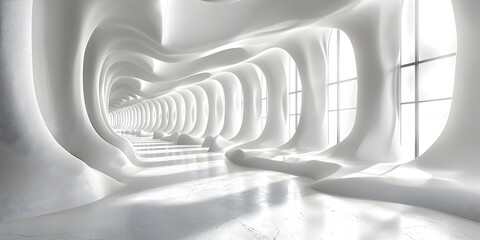 Futuristic Building Interior with Soft Lighting and Organic Shapes