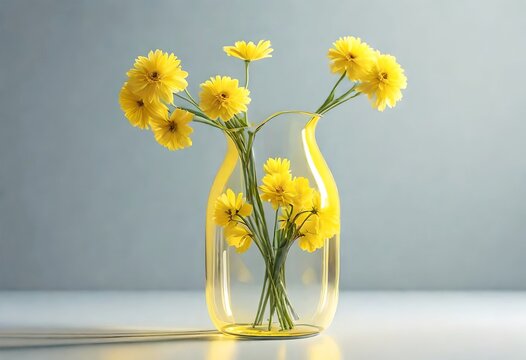 yellow flowers in a glass vase