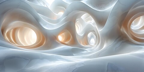 Hyper Realistic 3D Render of an Organic Structure with Soft Lighting, To provide an abstract, high-quality 3D render of an organic structure with a